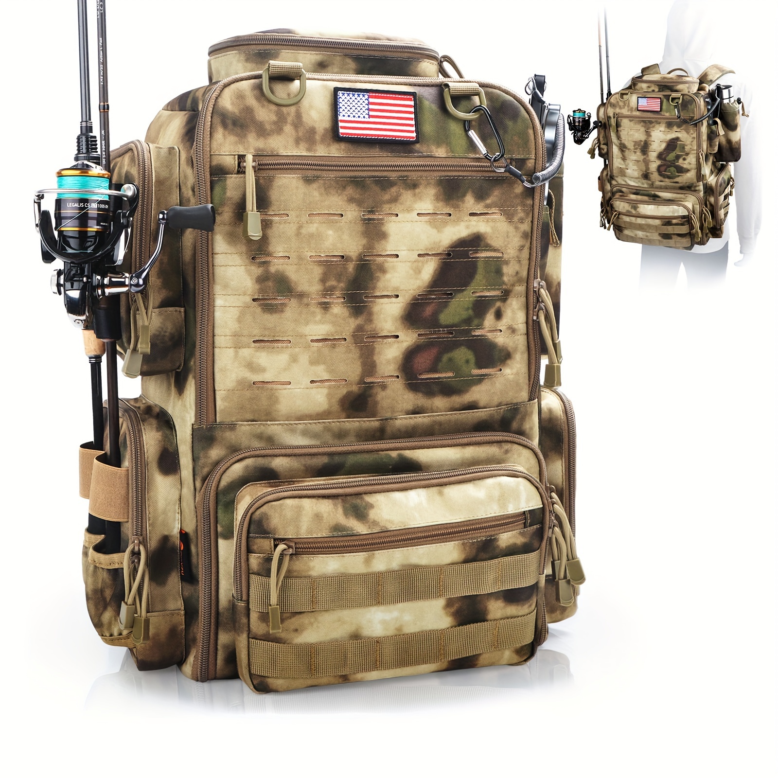 Fishing Rod Holder - A Spacious 11.89gal Fishing Backpack Featuring