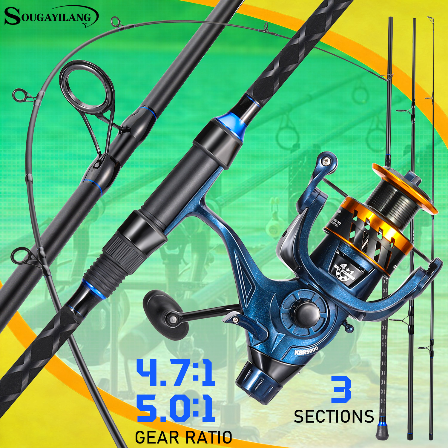 Sougayilang 3 Sections Surf Fi - Fishing Rod Carbon Fiber บทวิจารณ์และราคา