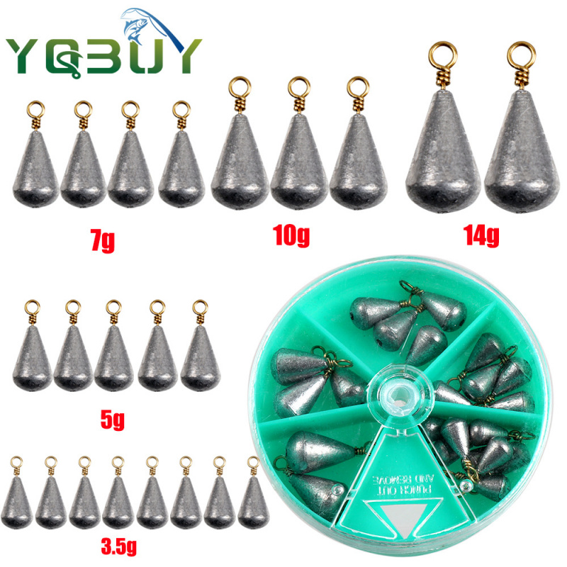 21PCSBoxed olive-shaped lead s - Fishing Rod Casting บทวิจารณ์และราคา