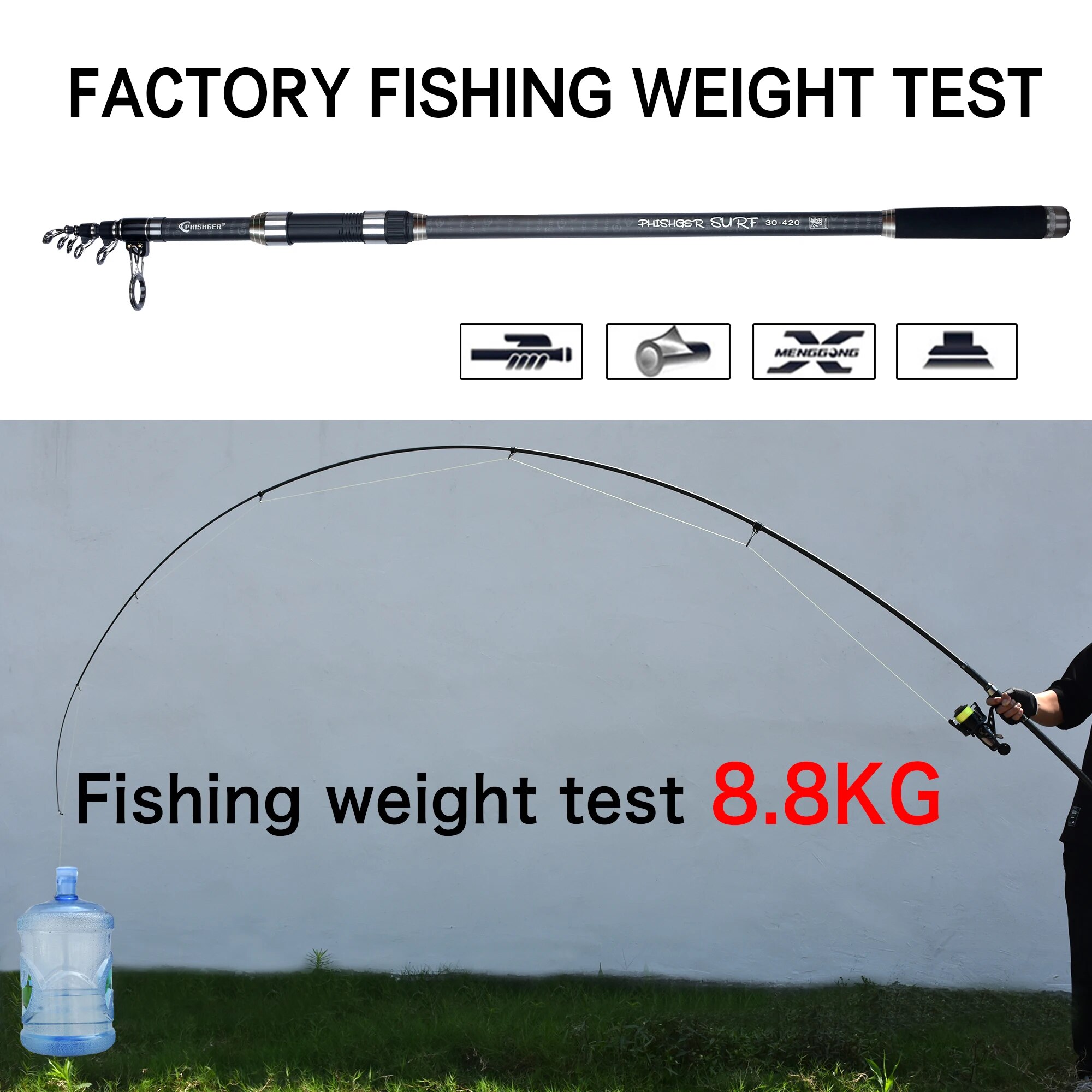 PHISHGER Telescopic Surf Spinn - Fishing Rod Surf บทวิจารณ์และราคา