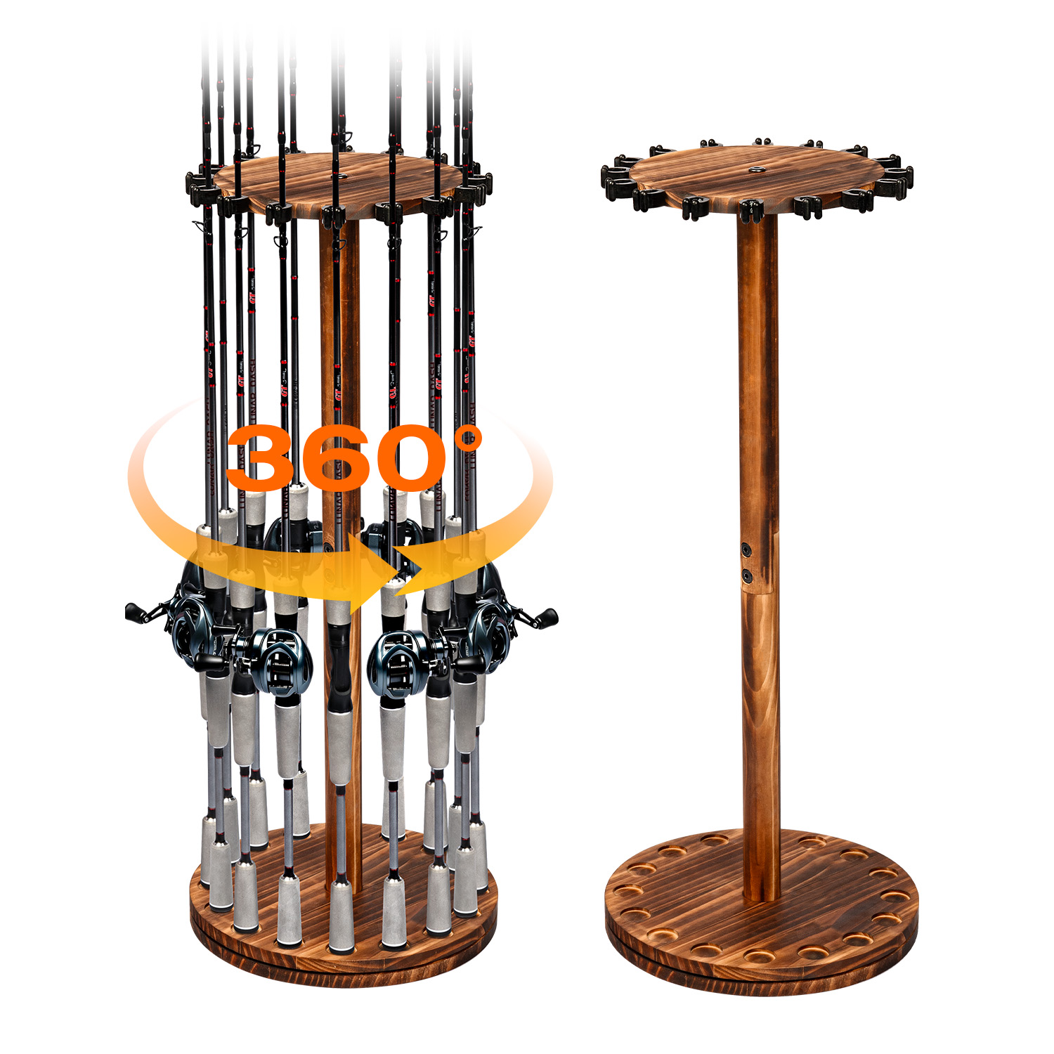 Round Carbonized Wood Fishing  - Fishing Rod Rack บทวิจารณ์และราคา