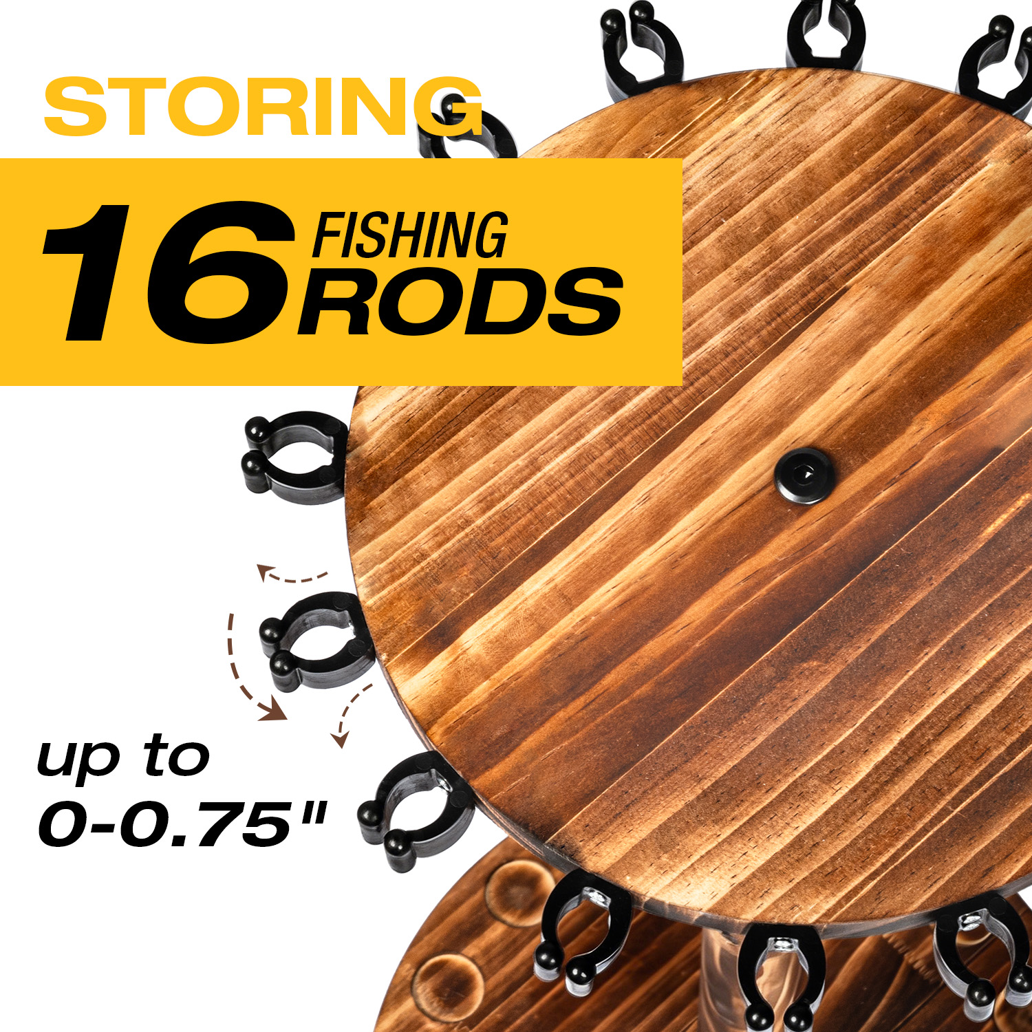 Round Carbonized Wood Fishing  - Fishing Rod Rack บทวิจารณ์และราคา