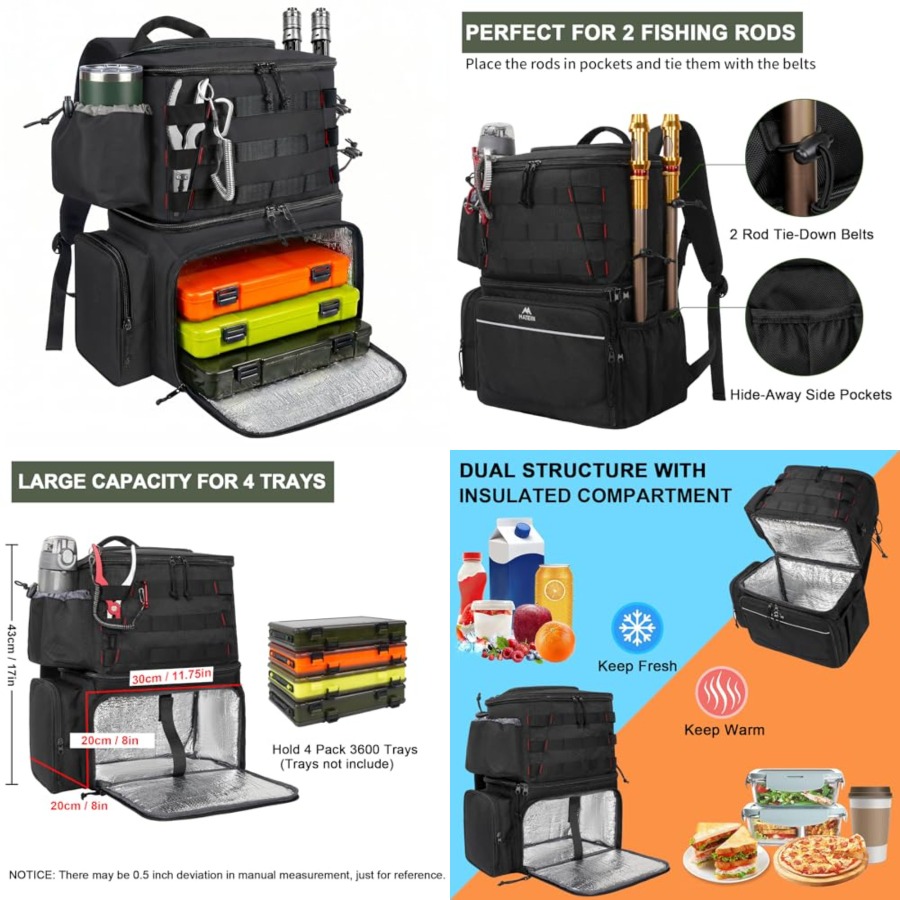 Fishing Backpack, Water Resist - Fishing Rod Holder บทวิจารณ์และราคา