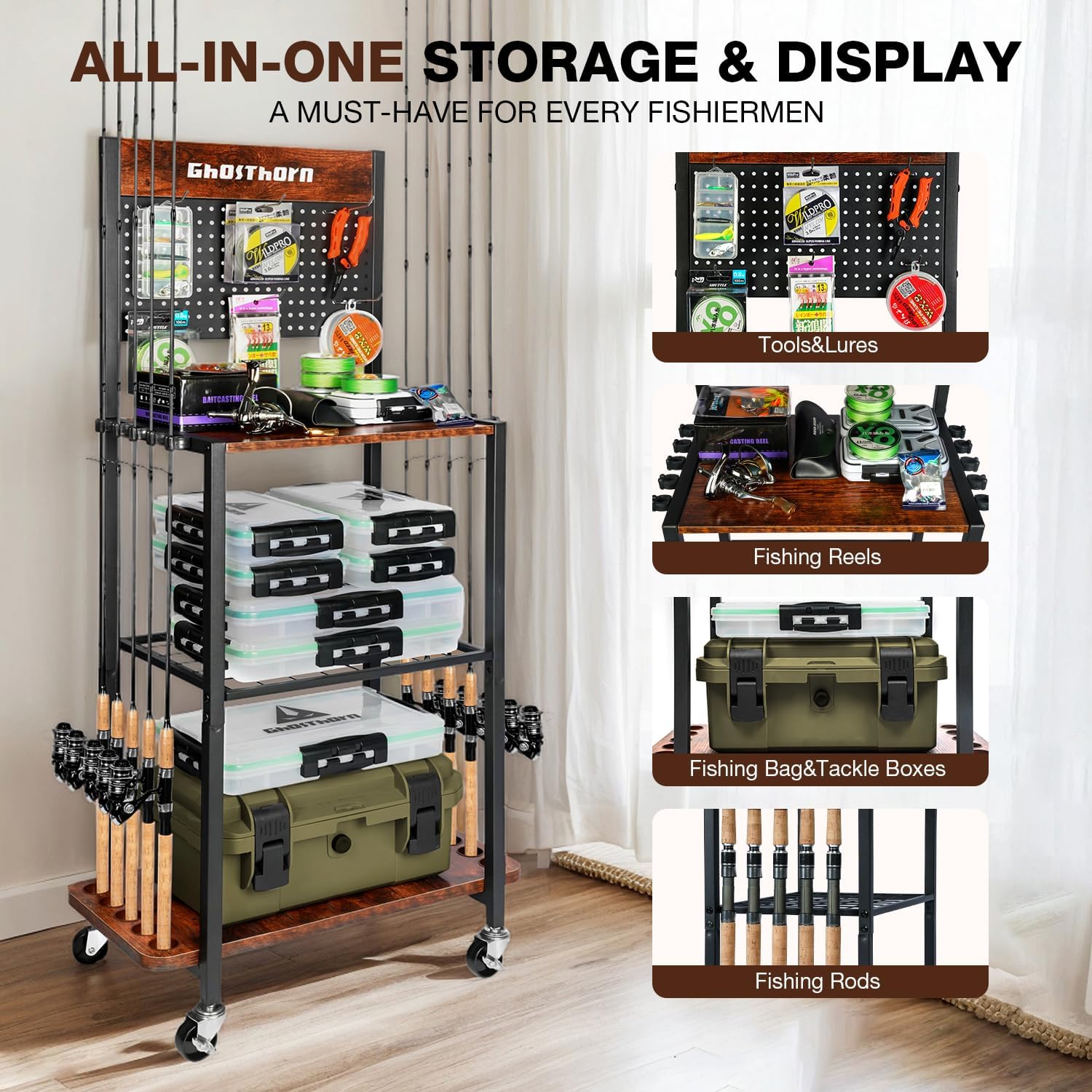 Fishing Rod Holder for Garage  - Fishing Rod Holder บทวิจารณ์และราคา